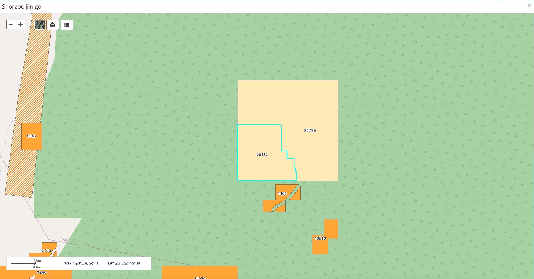 Contours of Licence XV-20833
